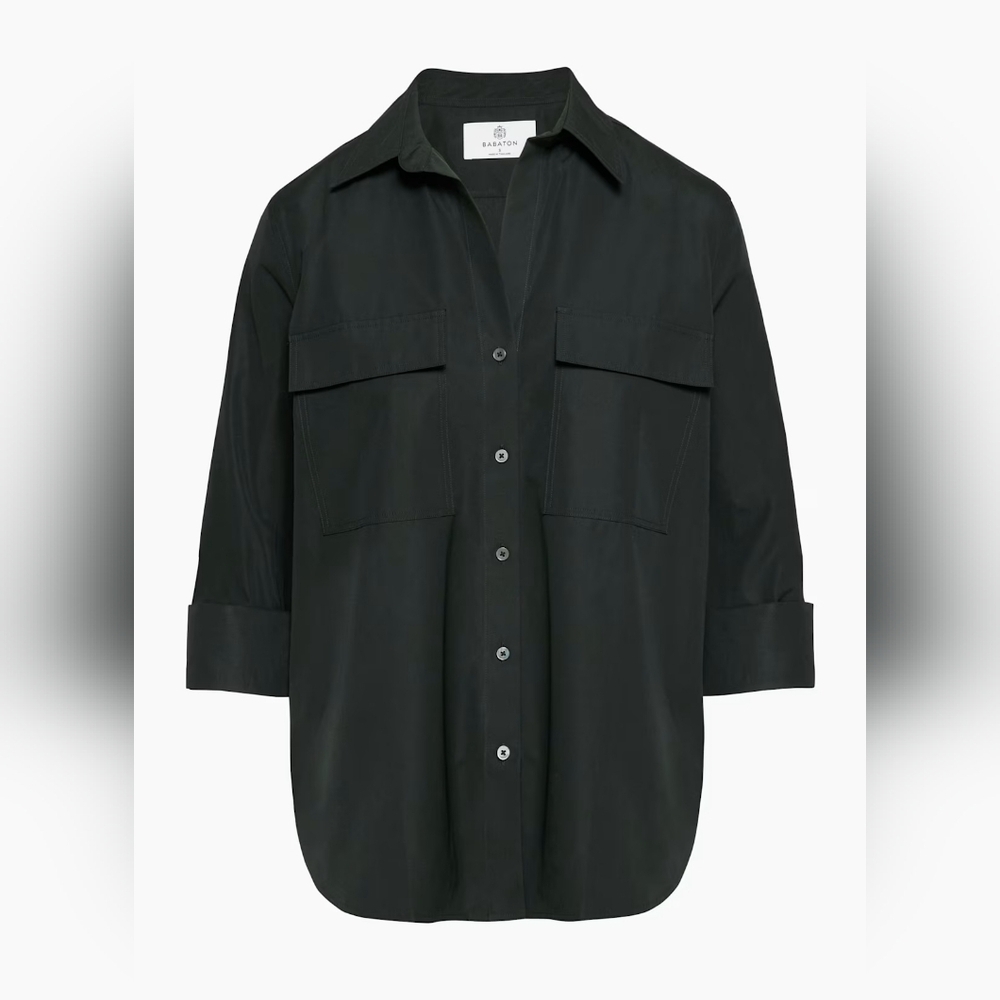 Babaton Aritzia POPLIN UTILITY SHIRT Black Women Size Small 100% Cotton